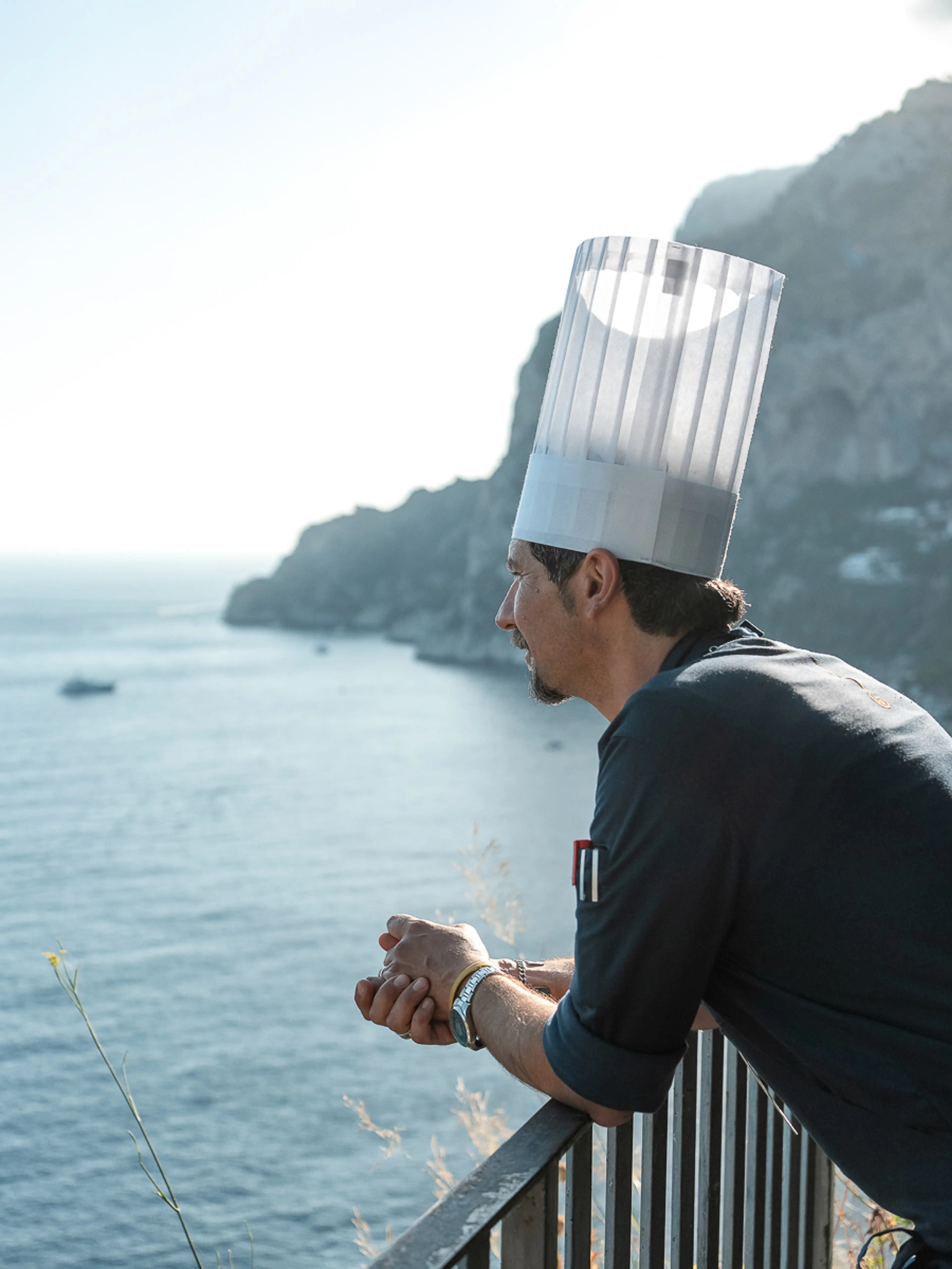 Capri-born chef Marco Russo at work in the L’agave kitchen in Capri