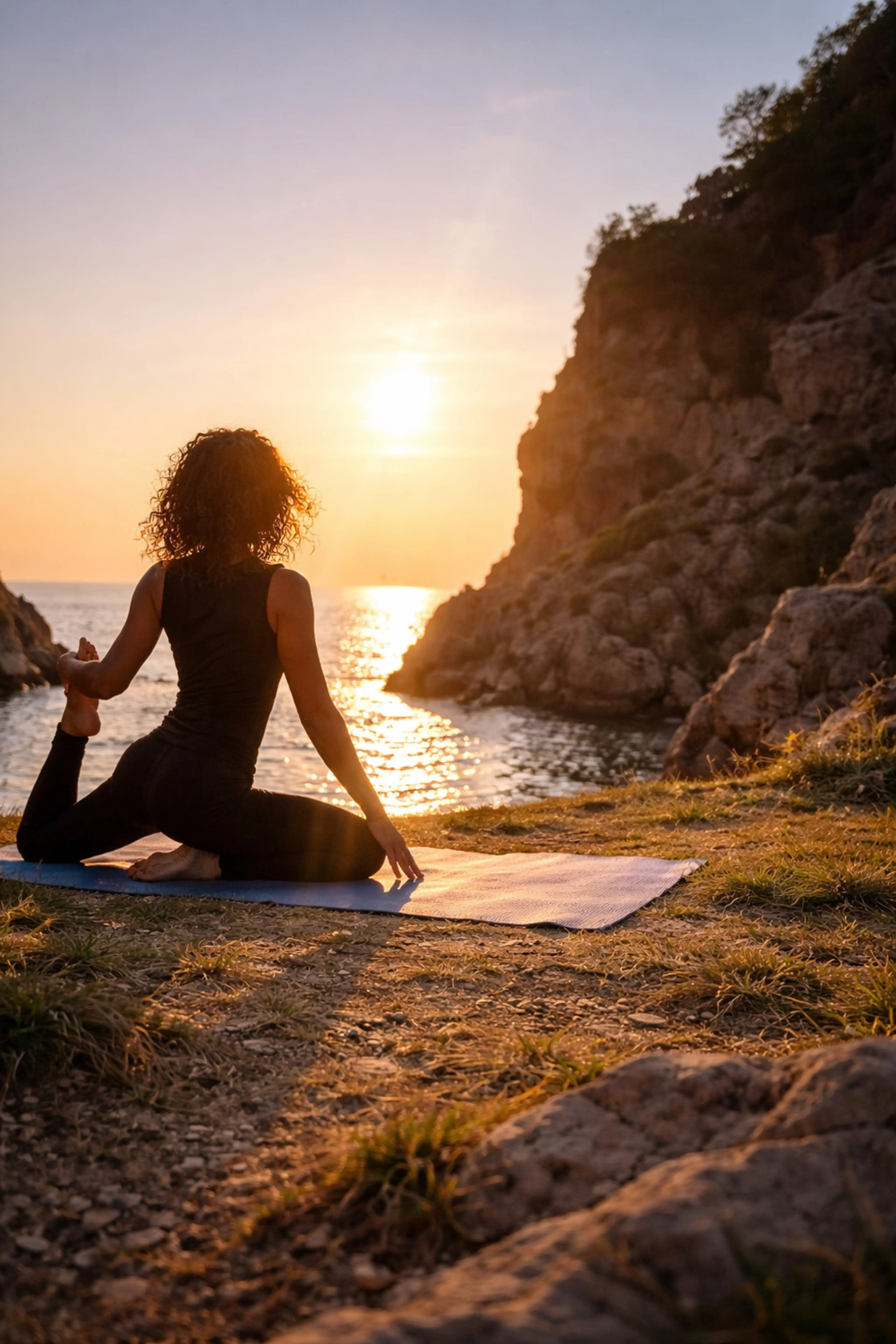 Yoga session overlooking the sea in Capri