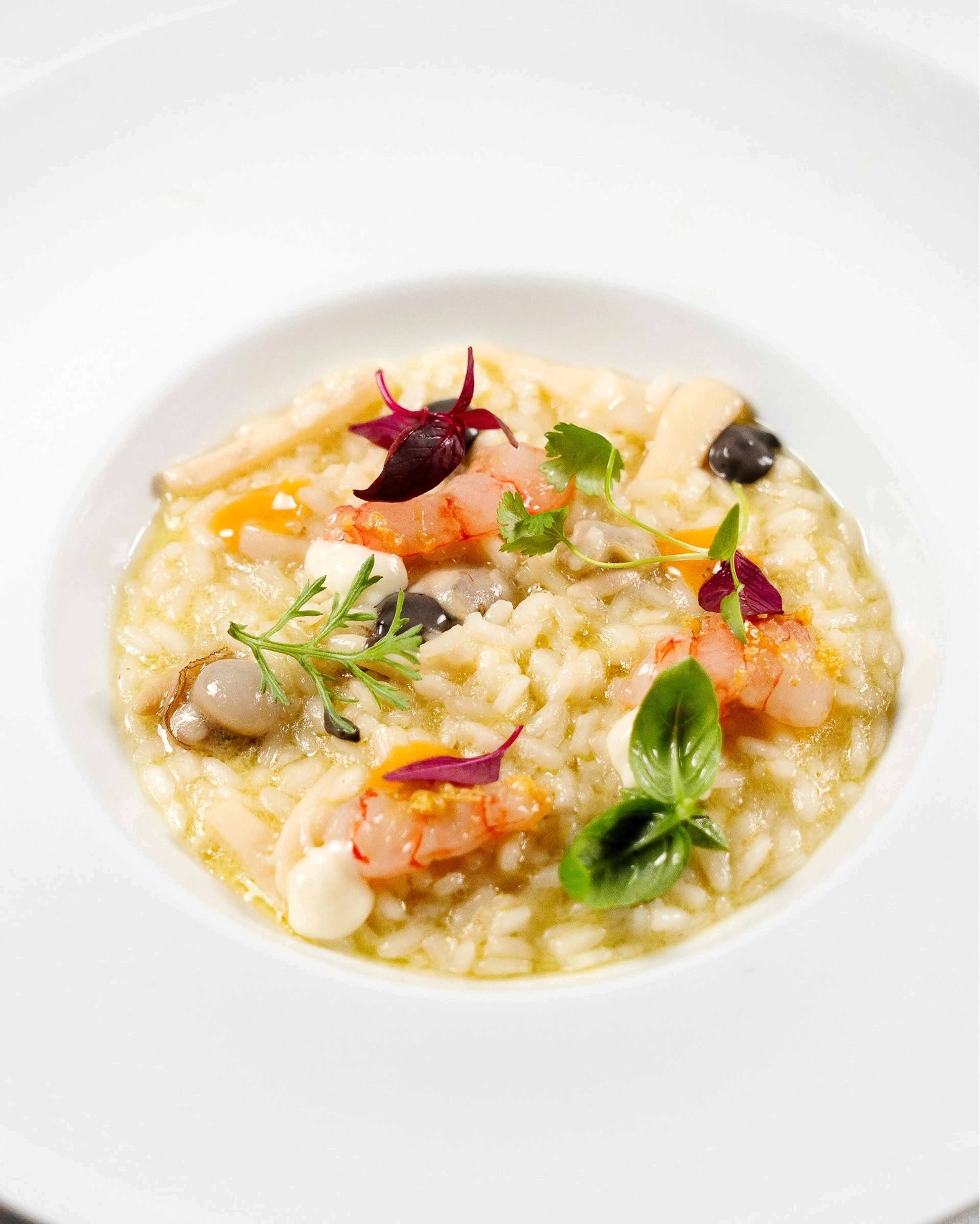 Risotto with prawns and basil