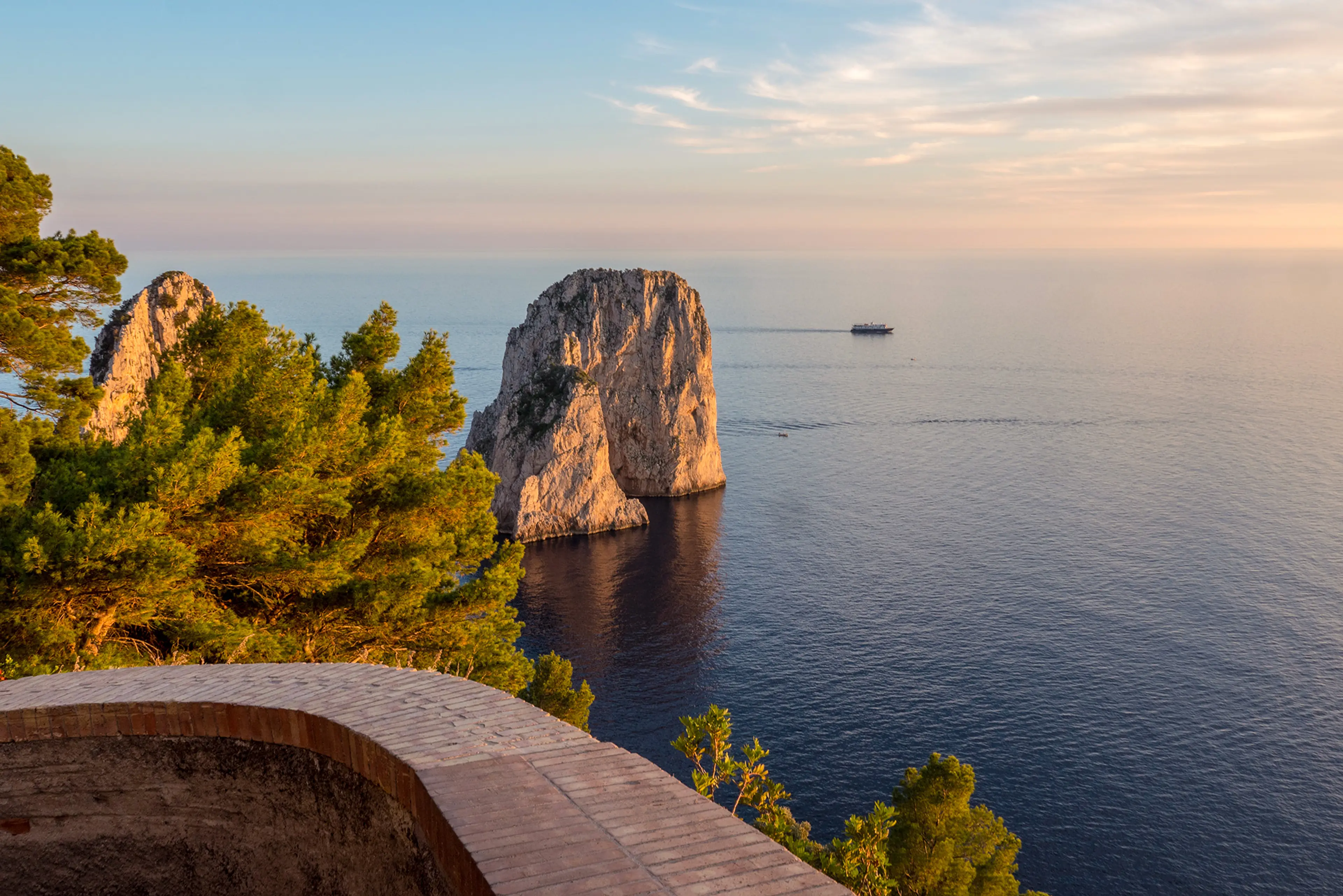 Villa Brunella, Capri — Faraglioni at sunset