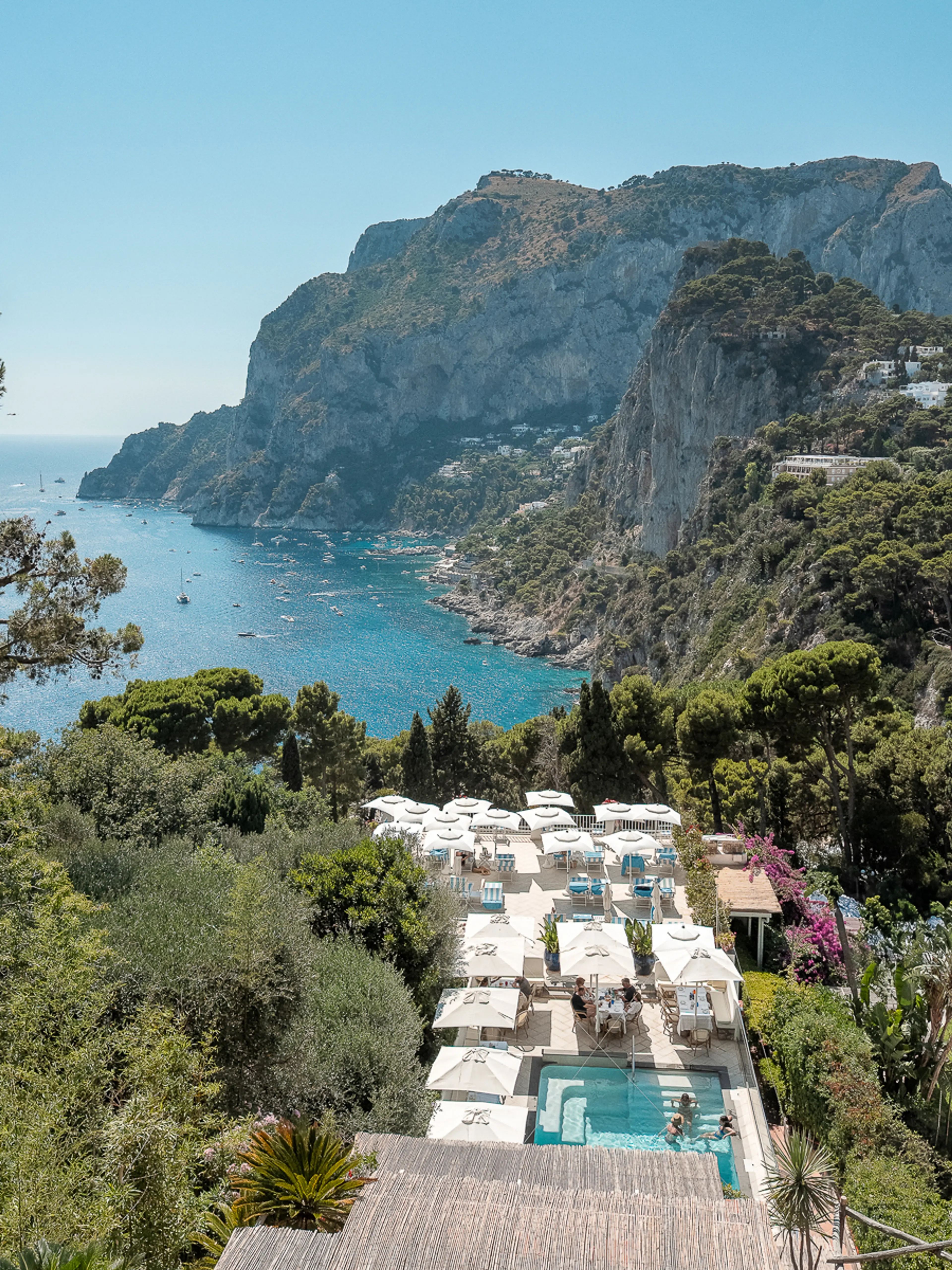 Aerial view of Villa Brunella with Monte Solaro behind