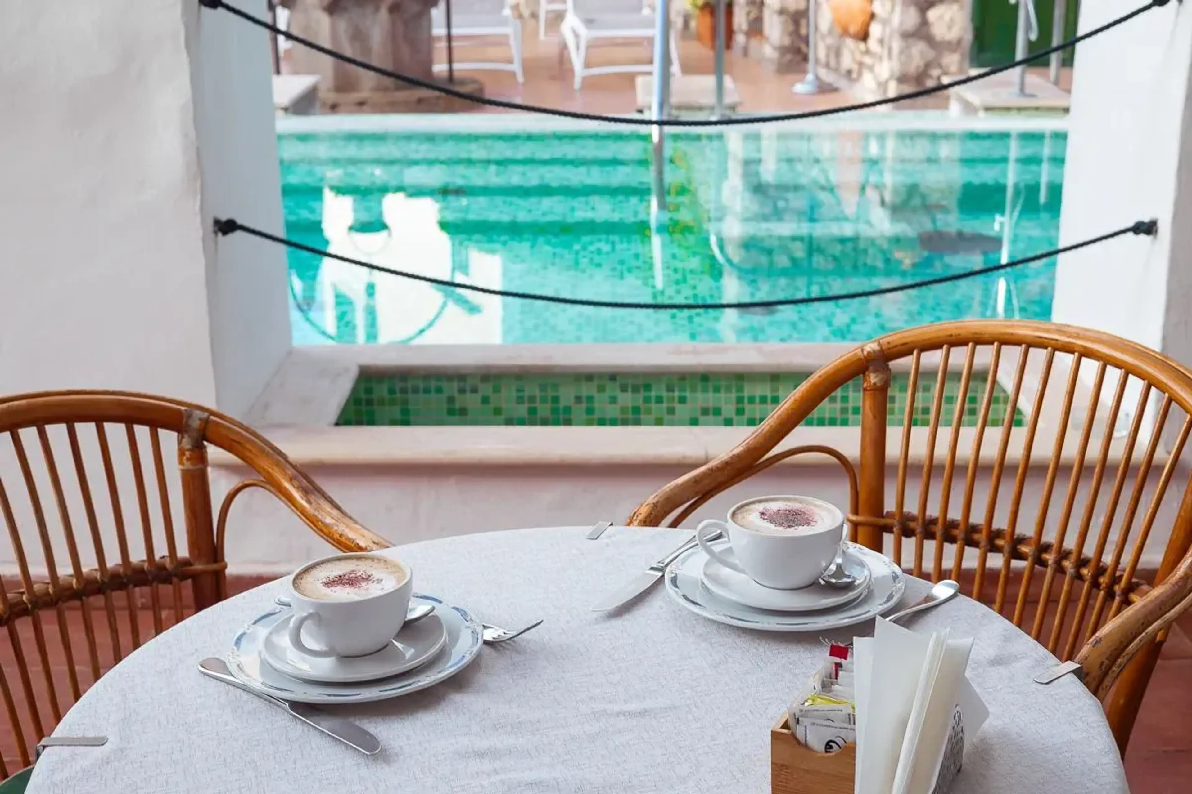 Cappuccinos by the pool - Villa Sarah Capri